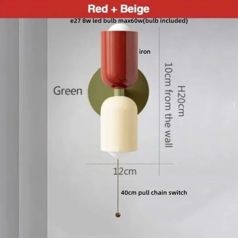 Afralia™ LED Wall Lights Colorful Iron Double Heads Modern Bedside Lamp