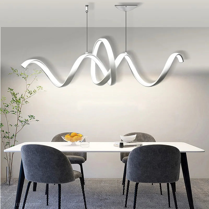 Afralia™ Aluminum S-shaped Pendant Lamp for Dining Kitchen Island Lighting