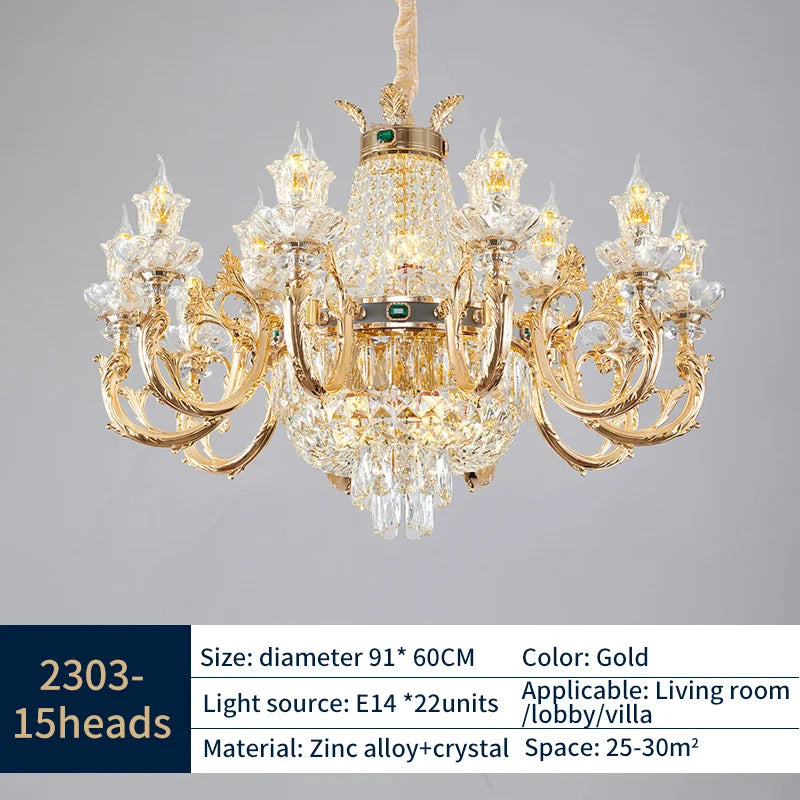 Afralia™ European Villa Crystal Chandelier for Living Room and Hotel Lobby
