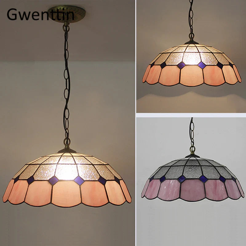 Afralia™ Diamond Square Stained Glass Pendant Light for Home Decor and Lighting