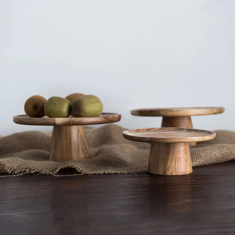 Afralia™ Elevated Wooden Cake Plate | Stylish and Functional Food Serving Trays