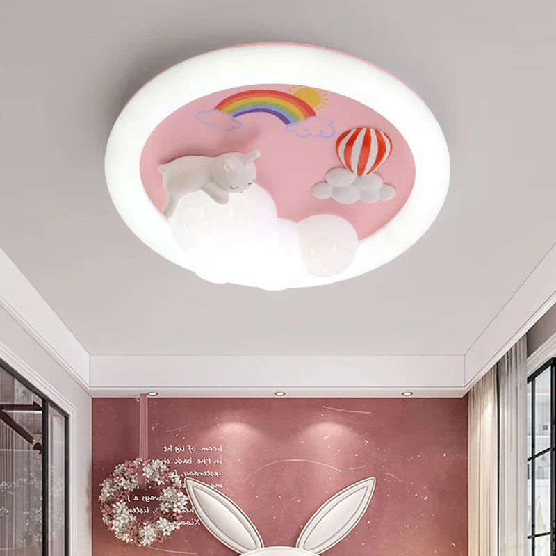 Afralia™ Kids Ceiling Light: Minimalist Pink Blue Lamp for Bedroom or Living Room