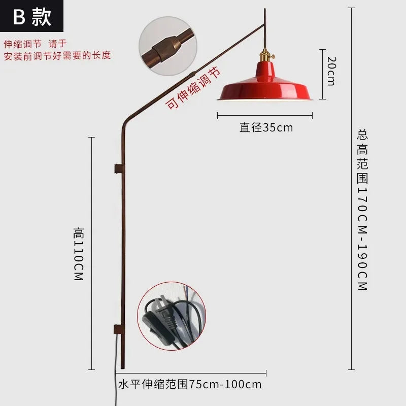 Afralia™ Long Pole Swing Arm Wall Lamp LED E27, Telescopic Design, Hotel Restaurant Hall Aisle