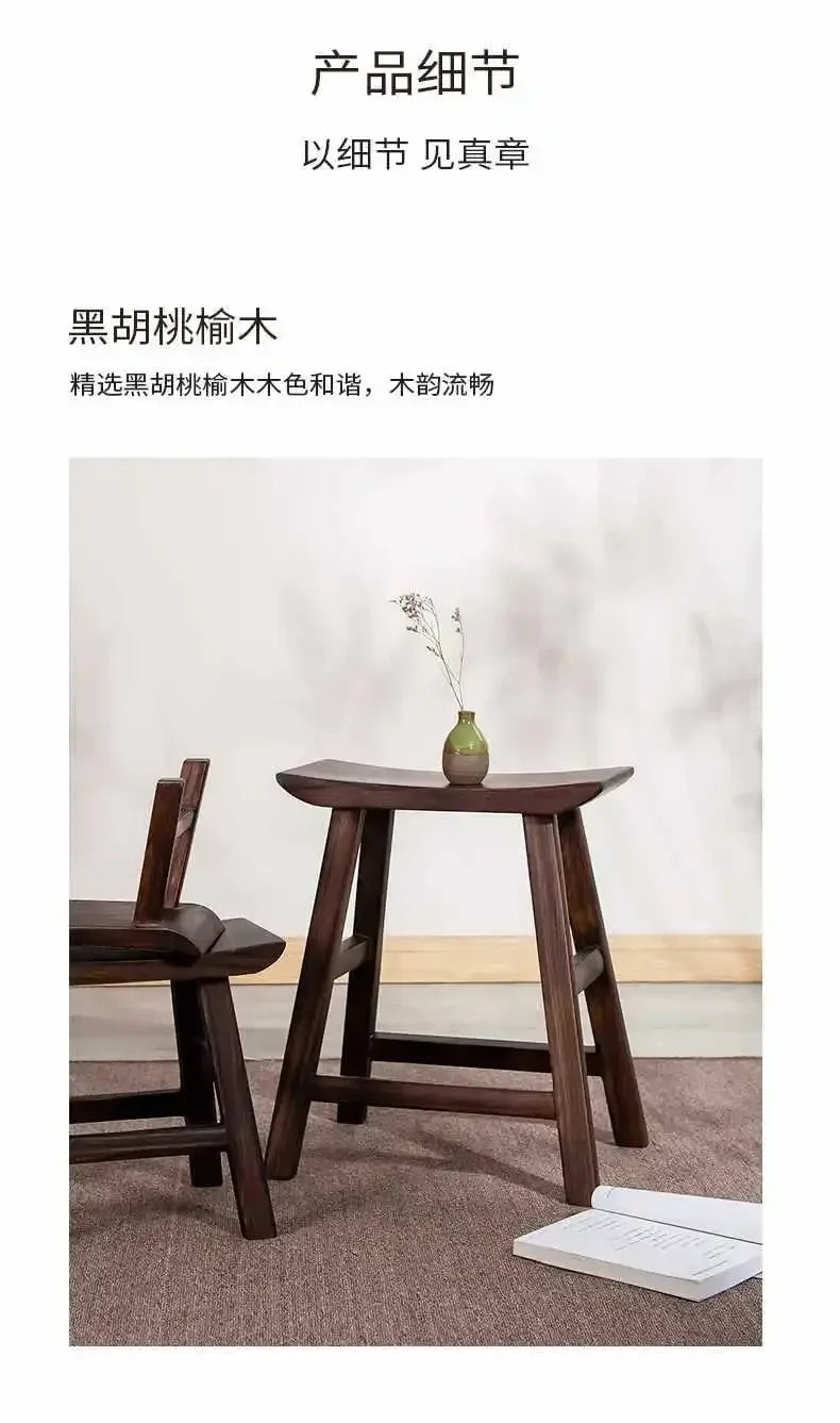 Wooden Walnut Square Stool by Afralia™: Rustic Real Wood Bench for Dining, Kids, or Home