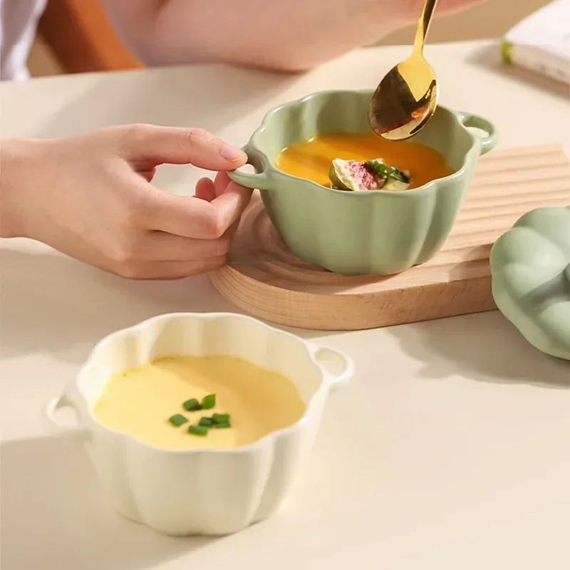 Afralia™ Pumpkin Ceramic Soup Bowl | Solid Color Tableware for Restaurant and Home