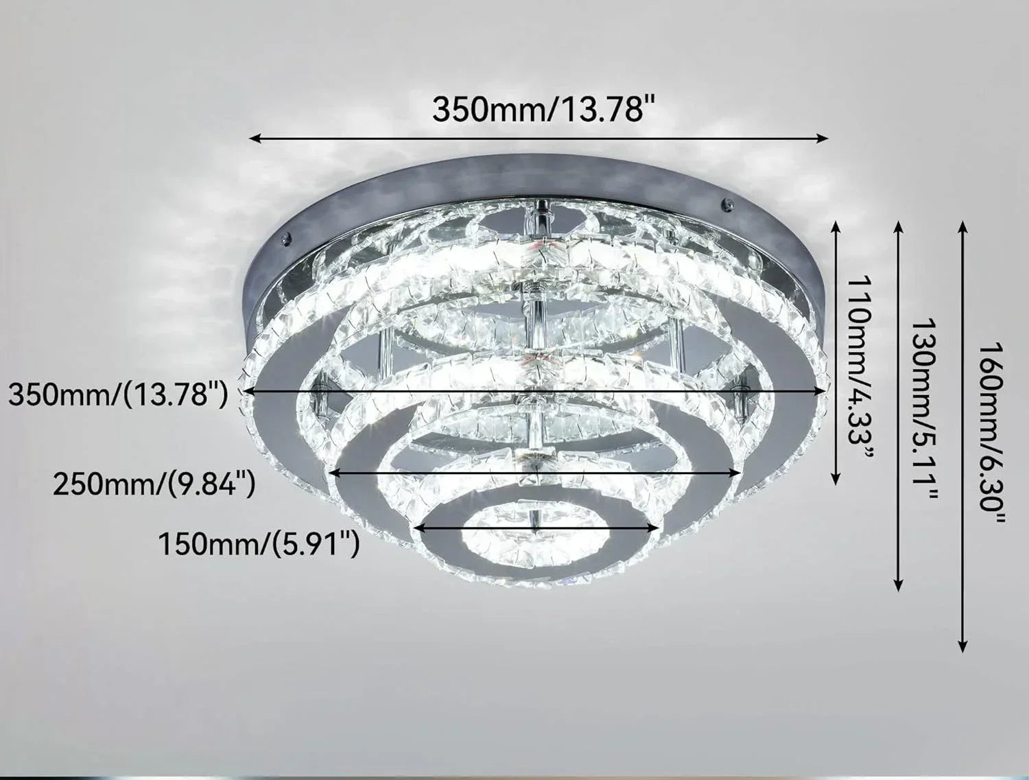 Afralia™ Luxury Crystal LED Chandelier Ceiling Lamp for Living & Dining Room