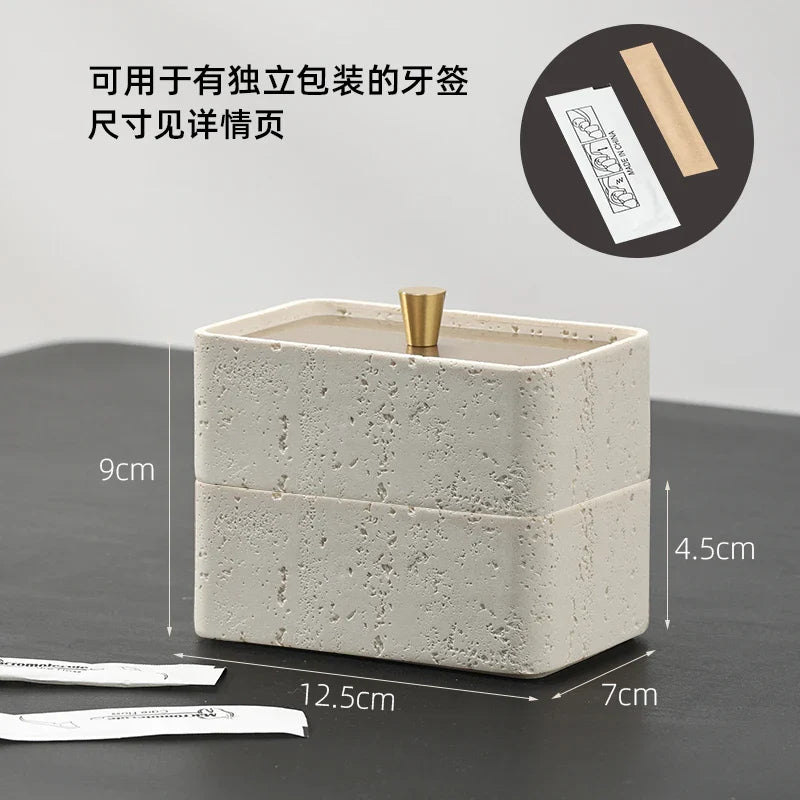 Afralia™ Double Decker Jewelry Organizer with Natural Stone, 2 in 1 Floss Box & Bathroom Ornament