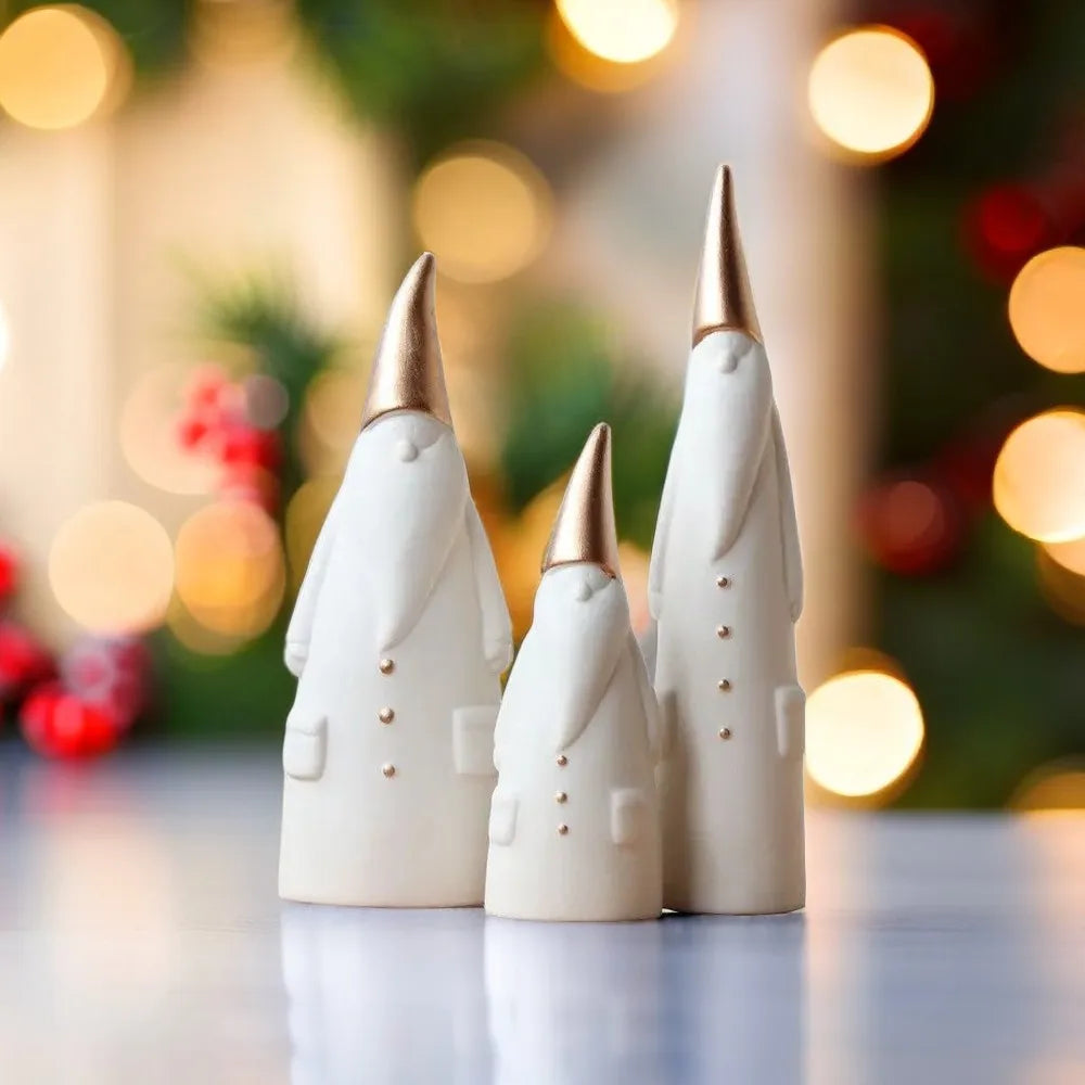 Afralia™ Ceramic Santa Claus Figurines Set for Christmas Home Decor