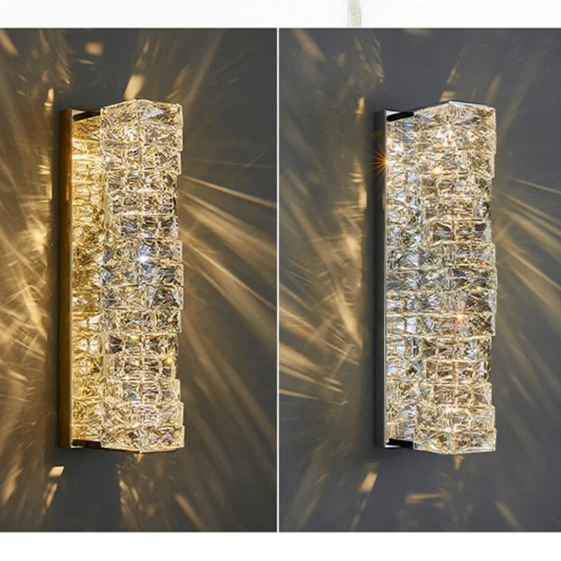 Luxury Crystal Wall Sconce for Living Room by Afralia™ - Modern LED Indoor Lighting