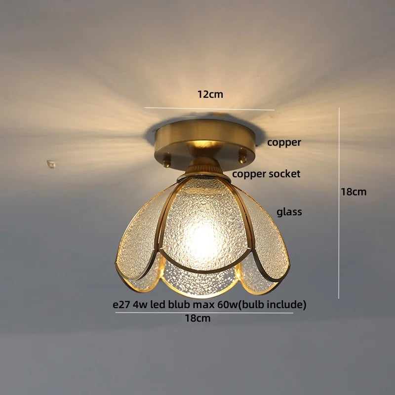 Afralia™ Glass LED Ceiling Lamp Modern Copper Socket Ceiling Lights
