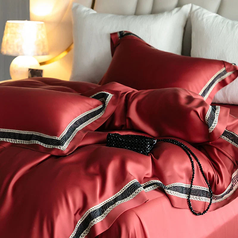 Afralia™ Luxury Embroidery Eucalyptus Duvet Cover Set with Silky Cool Feel