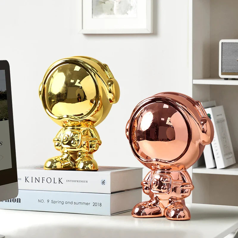 Afralia™ Astronaut Statue Spaceman Sculpture Modern Desktop Decor Figurine Handicraft Gift