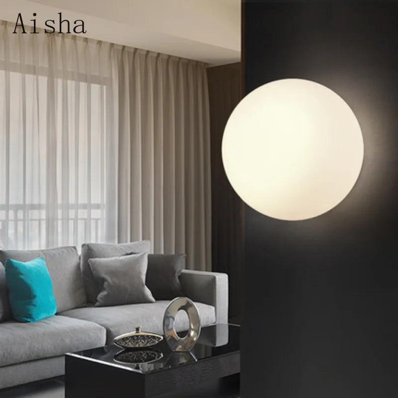 Afralia™ Glass Moon Ball LED Wall Lamp for Bathroom Balcony Bedroom Sconces