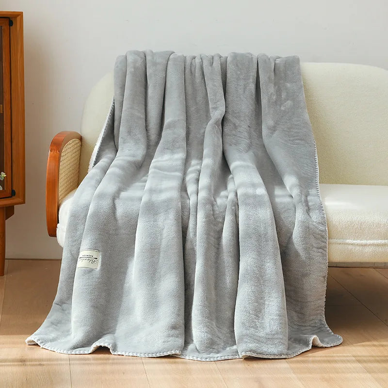 Afralia™ Double-Layer Warm Blanket: Flannel & Lamb Wool Sofa Blanket