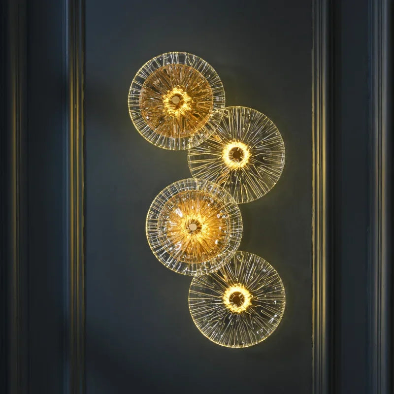 Afralia™ Round Glass Metal Wall Sconce Light for Bedroom Decoration
