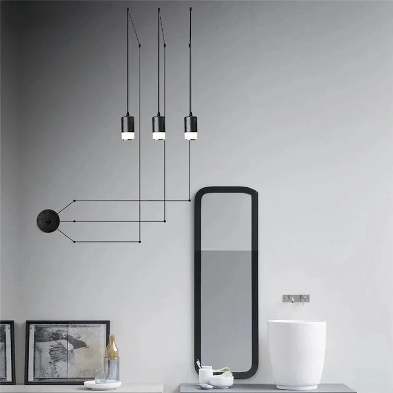 Afralia™ Minimalist Black Iron LED Pendant Lights for Bedroom & Living Room