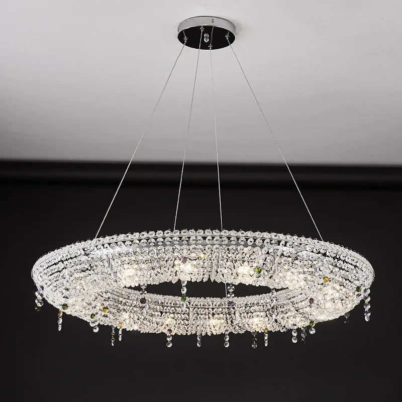 Afralia™ Oval LED Crystal Chandelier for Modern Living Dining Room Decor