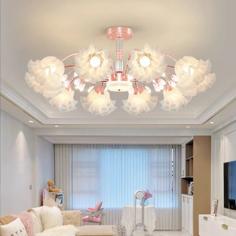 Afralia™ Modern E27 Flower Chandelier for Living Room, Bedroom, and Restaurant