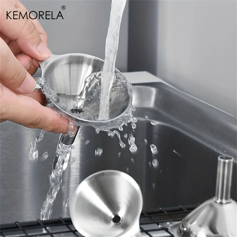 Afralia™ Stainless Steel Kitchen Funnel Set - 3-Piece Oil Spill Dispenser and Drain Tool