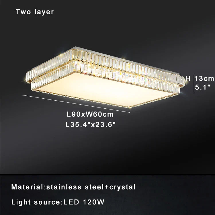 Afralia™ Luxury Crystal Ceiling Light, Modern LED Gold/Silver, Dimmable, Round/Square Design