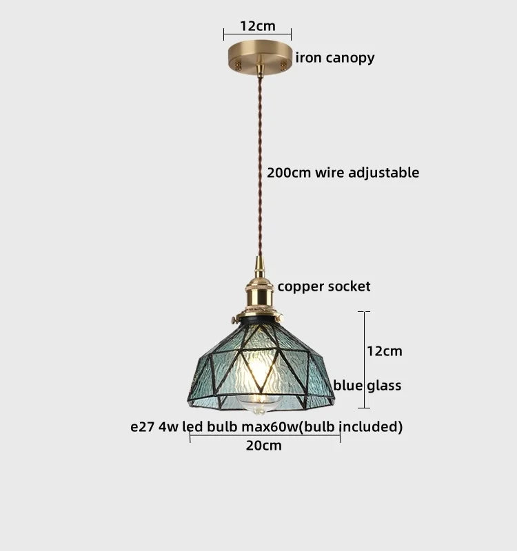 Afralia™ Copper Glass LED Pendant Lights Modern Hanging Lamp for Bar Bedroom Living Room