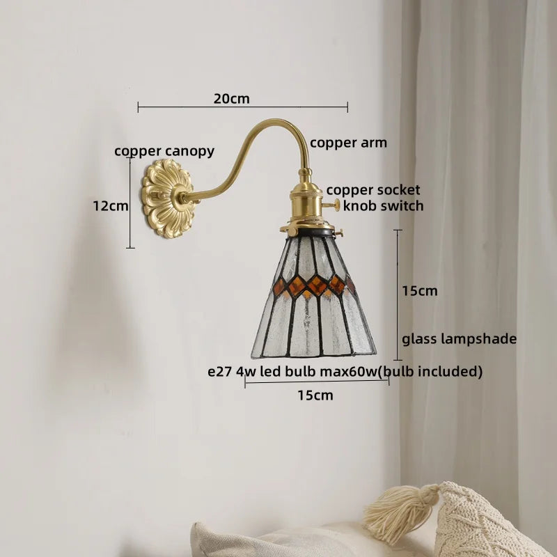 Afralia™ Copper Glass LED Wall Lamp for Nordic Modern Home Decor