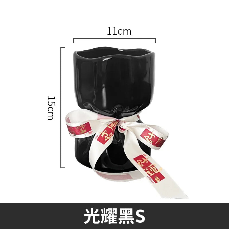 Afralia™ Bouquet Shape Ceramic Vase Pot Home Decoration Floral Arrangement Accessories