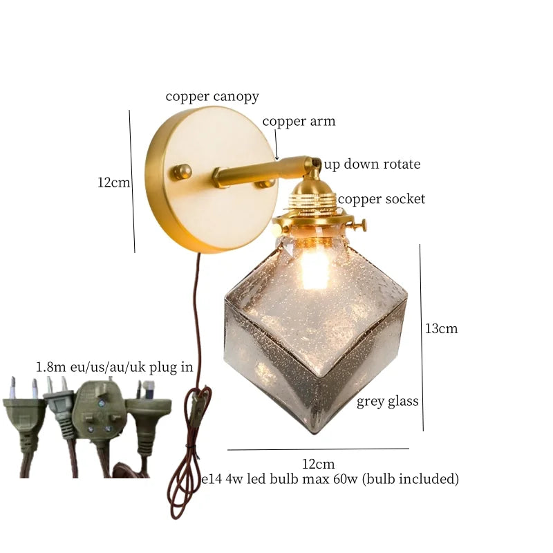 Afralia™ Bell Glass LED Wall Lamp for Living Room, Bathroom, Stair Light - Japanese Vintage Style