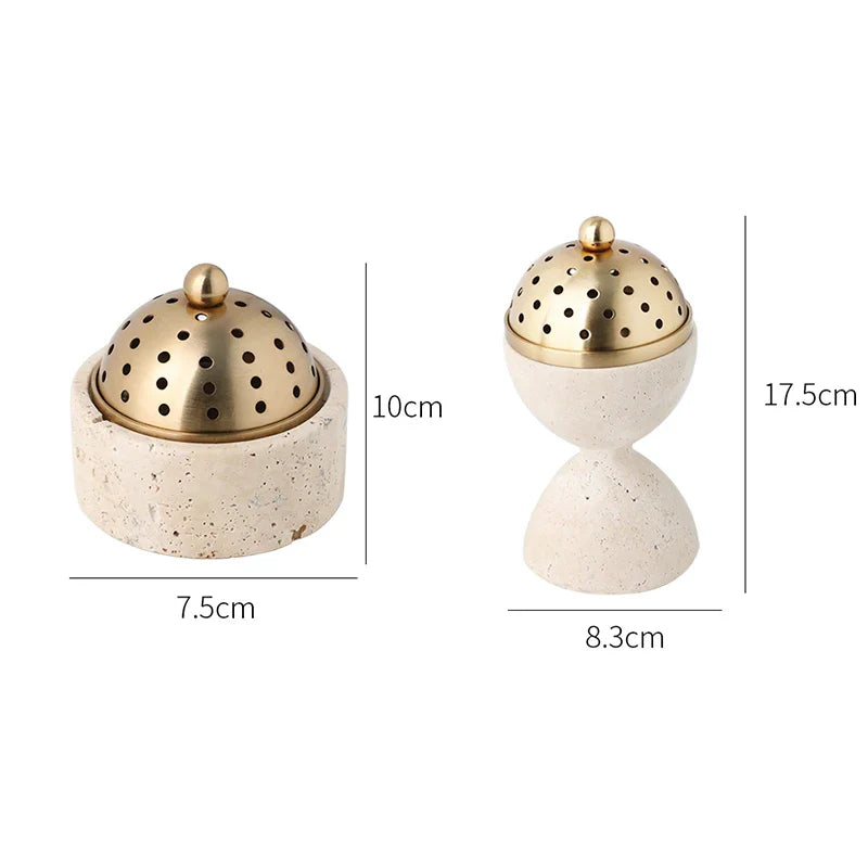 Afralia™ Luxury Travertine Marble Oud Mubkhar Incense Burner