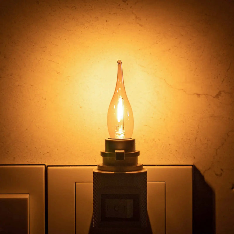 Afralia™ Amber Glass LED Candle Light Bulb 2200K Retro C22TG Candelabra Night Decor E12 E14