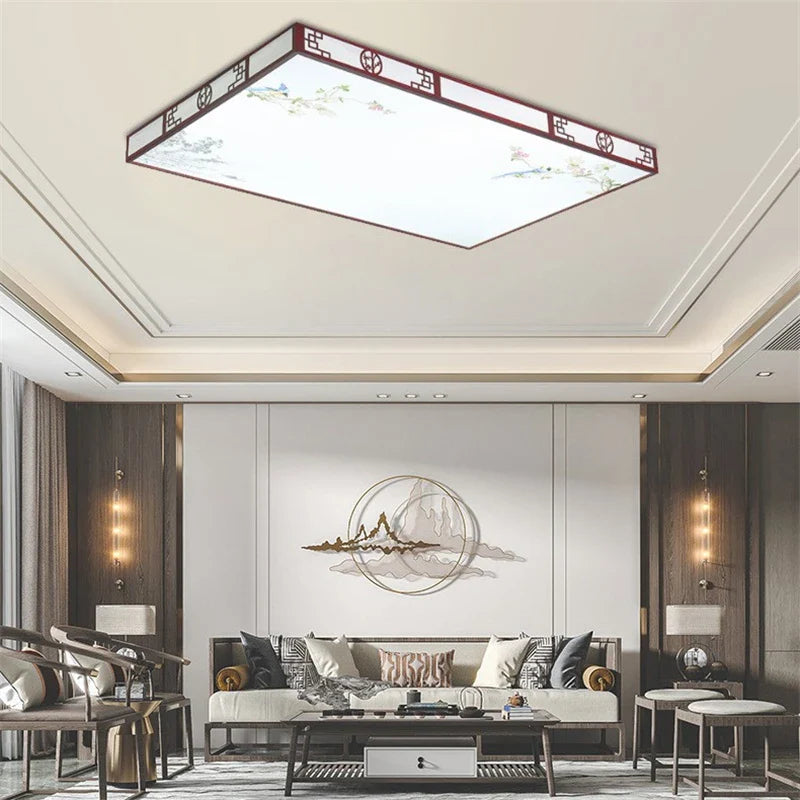 Afralia™ Mahogany LED Ceiling Lamp Minimalism Round/Square Interior Lighting for Living Room & Dining Room