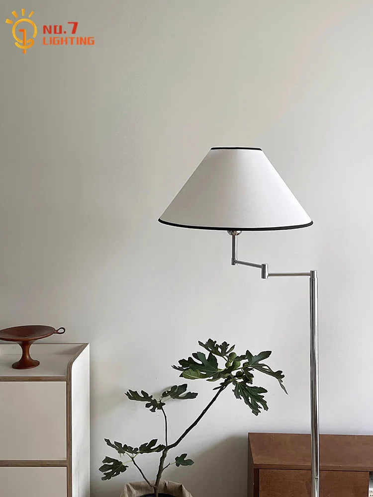 Afralia™ Cream Rocker Arm LED Floor Lamp for Modern Living Spaces