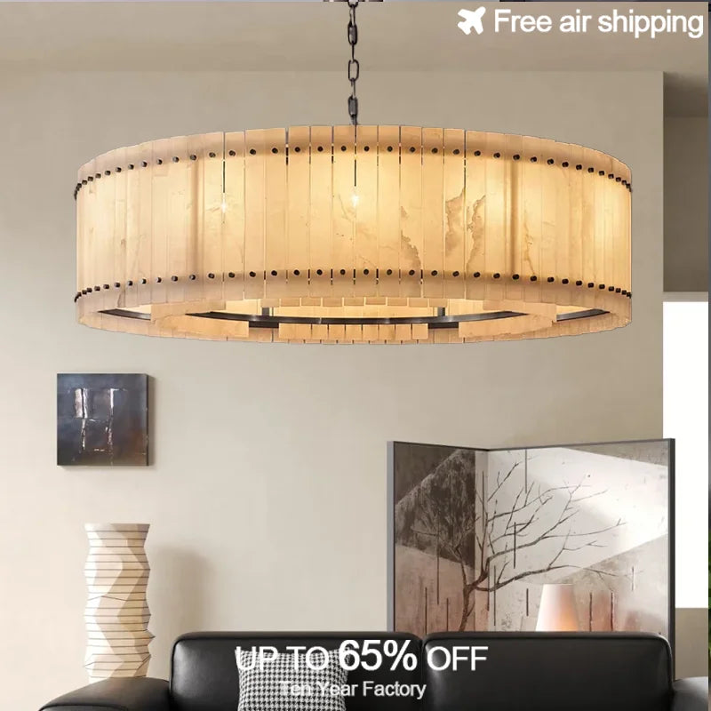 Afralia™ Marble Design Round LED Ceiling Chandelier with Dimmable Bulbs