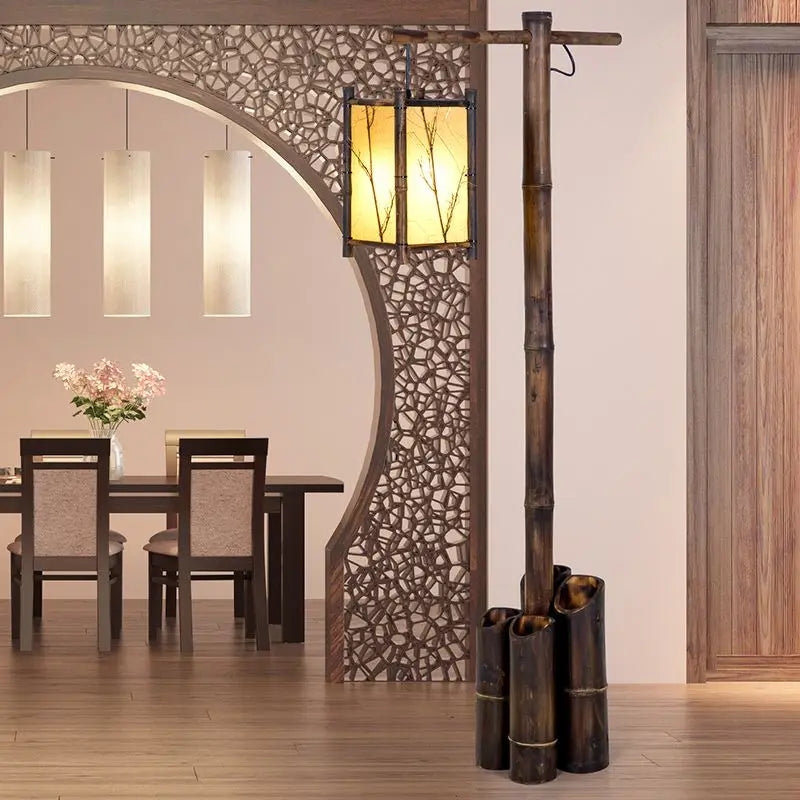 Afralia™ Bamboo Weave Floor Lamp | Retro Design for Zen Living Room & Study