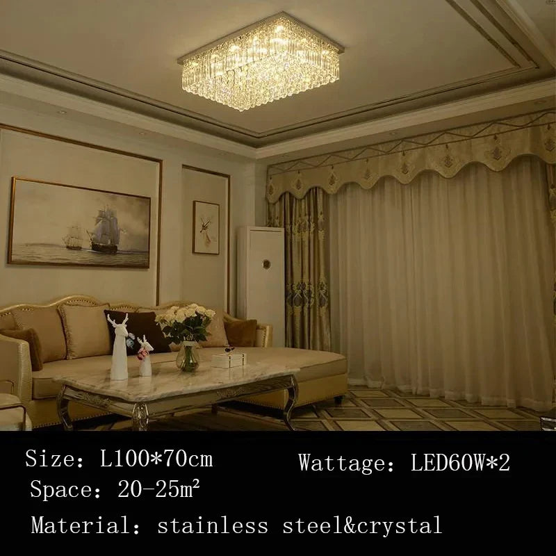 Afralia™ Crystal LED Ceiling Lamp for Luxurious Villa Living Room and Bedroom Home Decor
