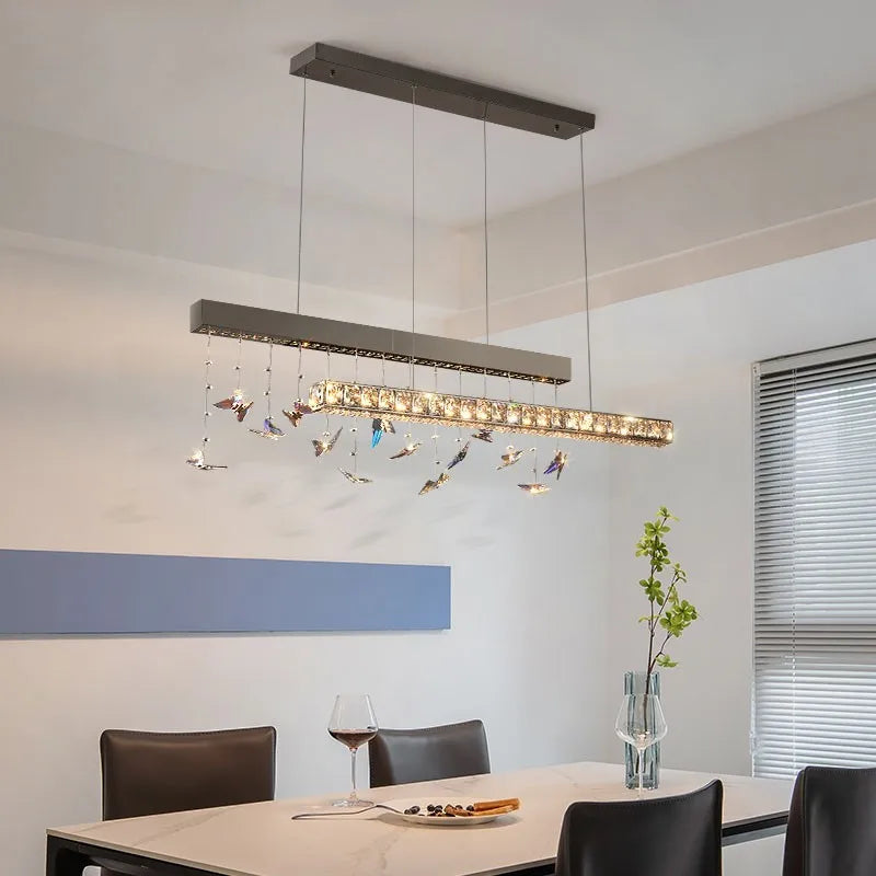 Afralia™ Luxury Crystal Chandelier LED Strip Island Lighting