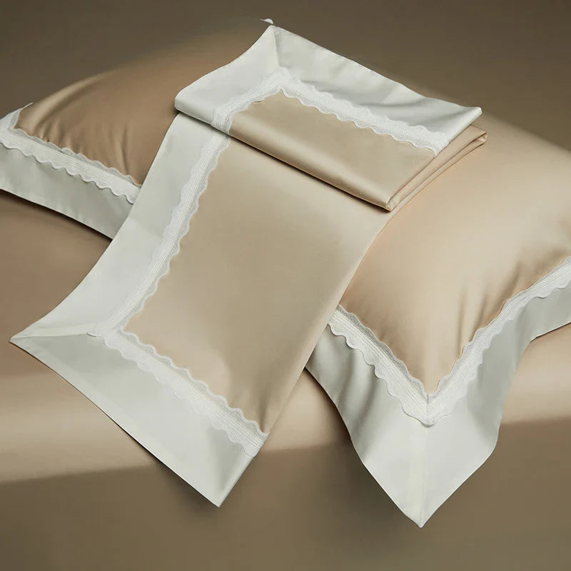 Afralia™ Lace Patchwork Bedding Set: 1200TC Egyptian Cotton Duvet Cover, Sheet, Pillowcases