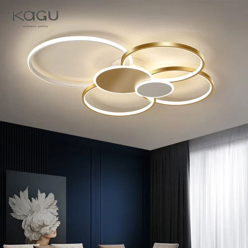 Afralia™ Modern LED Chandelier with Remote Control for Living Room & Bedroom Lighting