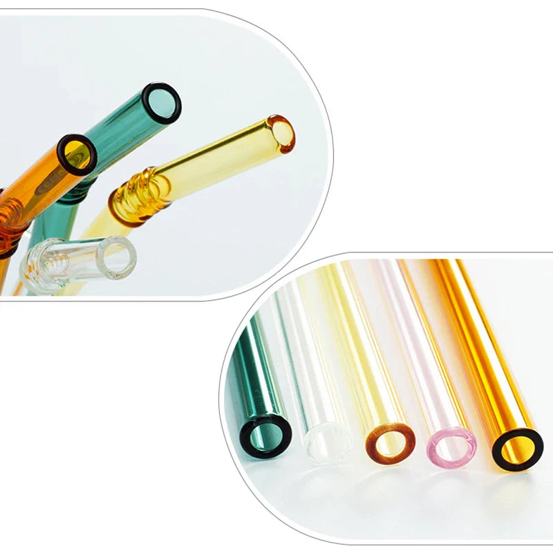 Afralia™ Glass Straws Set - Eco-Friendly Reusable Colorful Drinking Tubes
