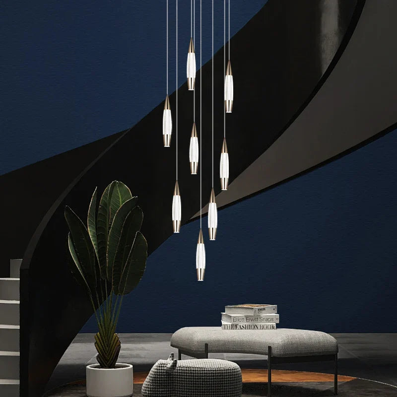 Afralia™ Modern Acrylic Villa Stair Chandelier for Living, Dining, and Kitchen