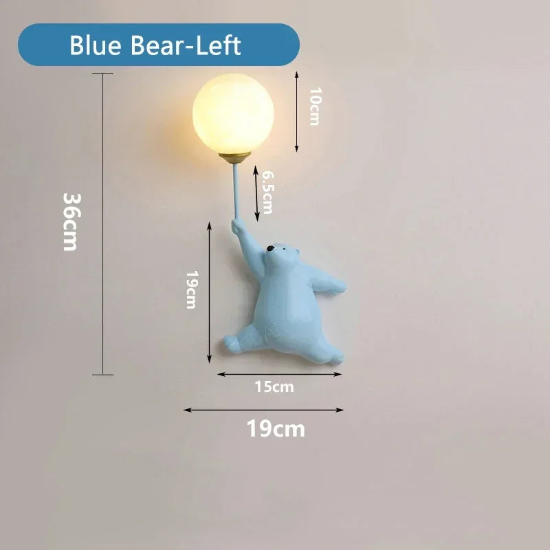 Afralia™ Bear Moon Wall Lamp: Modern Cartoon Light for Kids' Bedroom Décor
