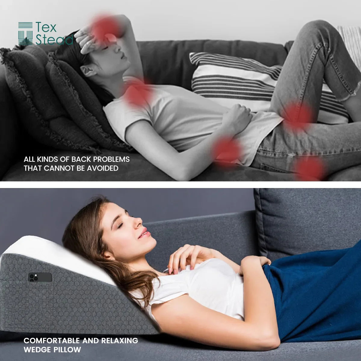 Afralia™ Sleep Support Wedge Pillow - Triangle Air Layer Memory Foam Bed Wedge