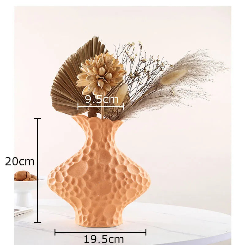 Afralia™ Frosted Ceramic Vase Artificial Floral Decor Desk Decoration Modern Flower Arrangement