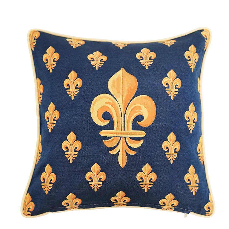 Afralia™ Baroque Crown Jacquard Tapestry Throw Pillow Cover 45x45cm for Living Room Sofa