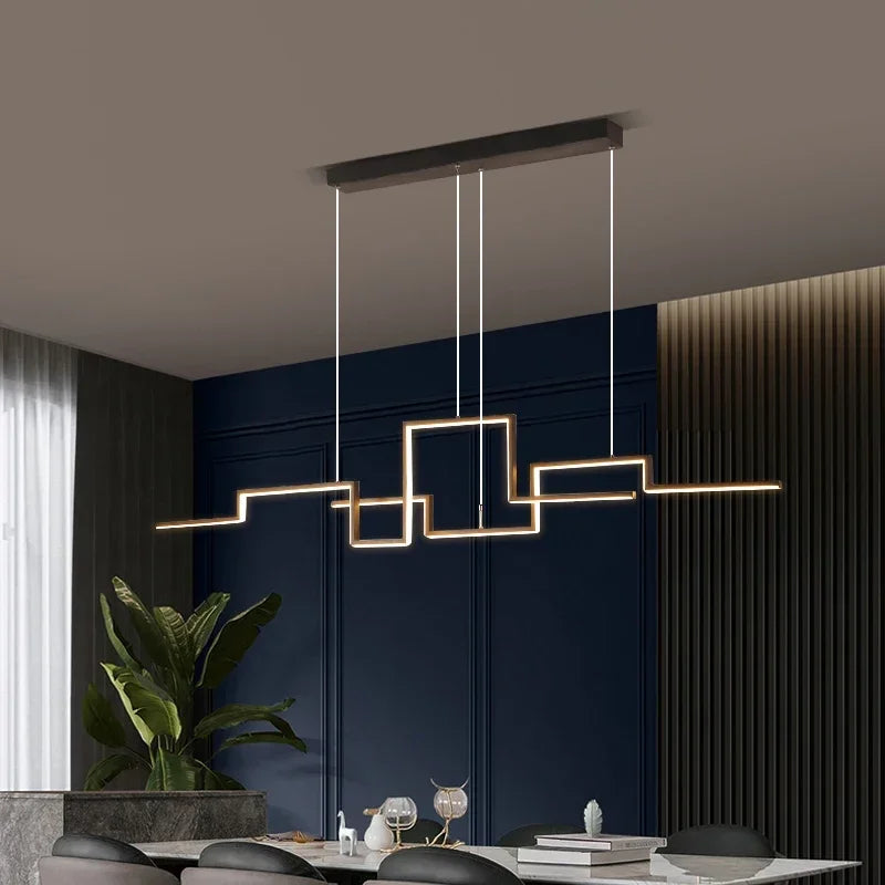 Afralia™ Nordic Black LED Chandelier Lighting for Living Dining Room Kitchen Office Island