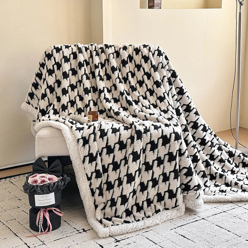 Afralia™ Double-Layer Jacquard Lamb Wool Blanket - Cozy Sofa Throw for Winter Home Comfort