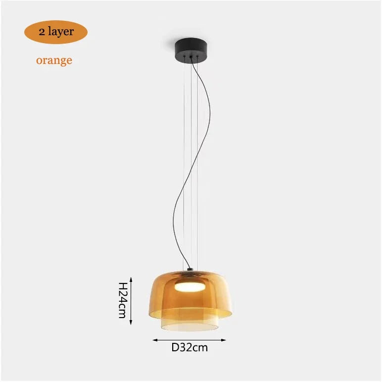 Afralia™ Orange Glass Pendant Lamp for Living Dining Room, Bar, Kitchen Island