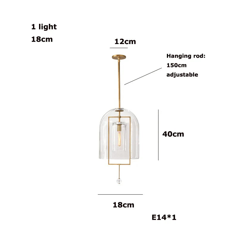 Afralia™ LED Brass Glass Chandelier Pendant Light for Living Room