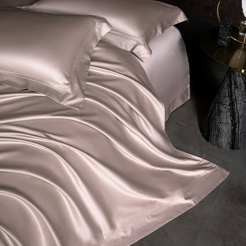 Afralia™ Satin 1400TC Egyptian Cotton Bedding Set - Duvet Cover, Bed Sheet, Fitted Sheet, Pillowcases