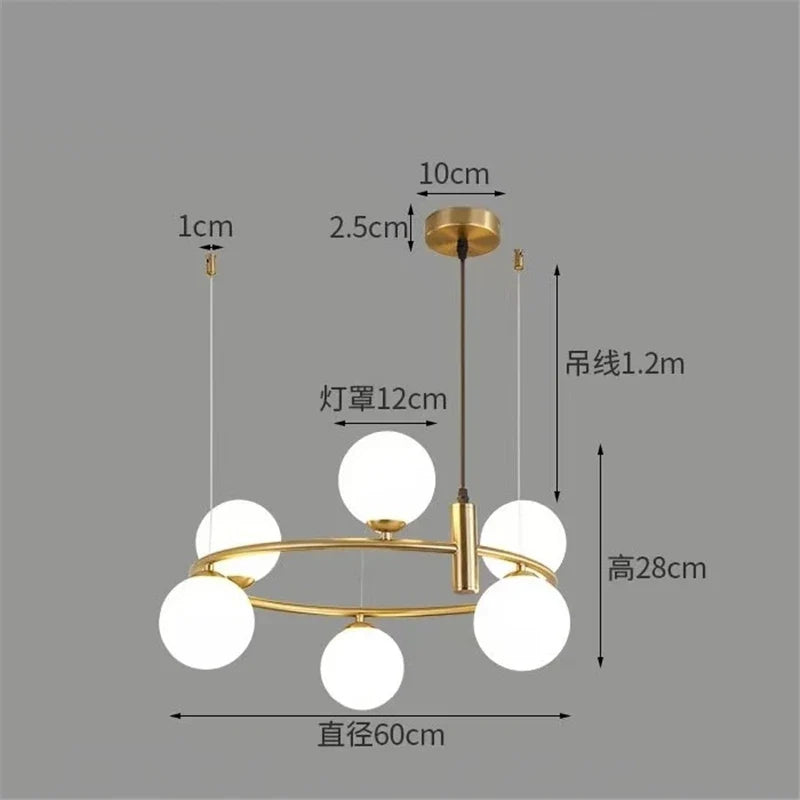 Afralia™ Glass Ball Pendant Chandelier, Adjustable Height, Modern Nordic Design